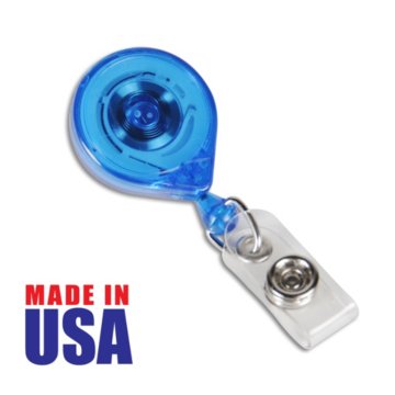 Made in the USA Round Translucent Blue Badge Reel