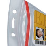 Vertical ID Badge Holder with Sealable Red Stripe