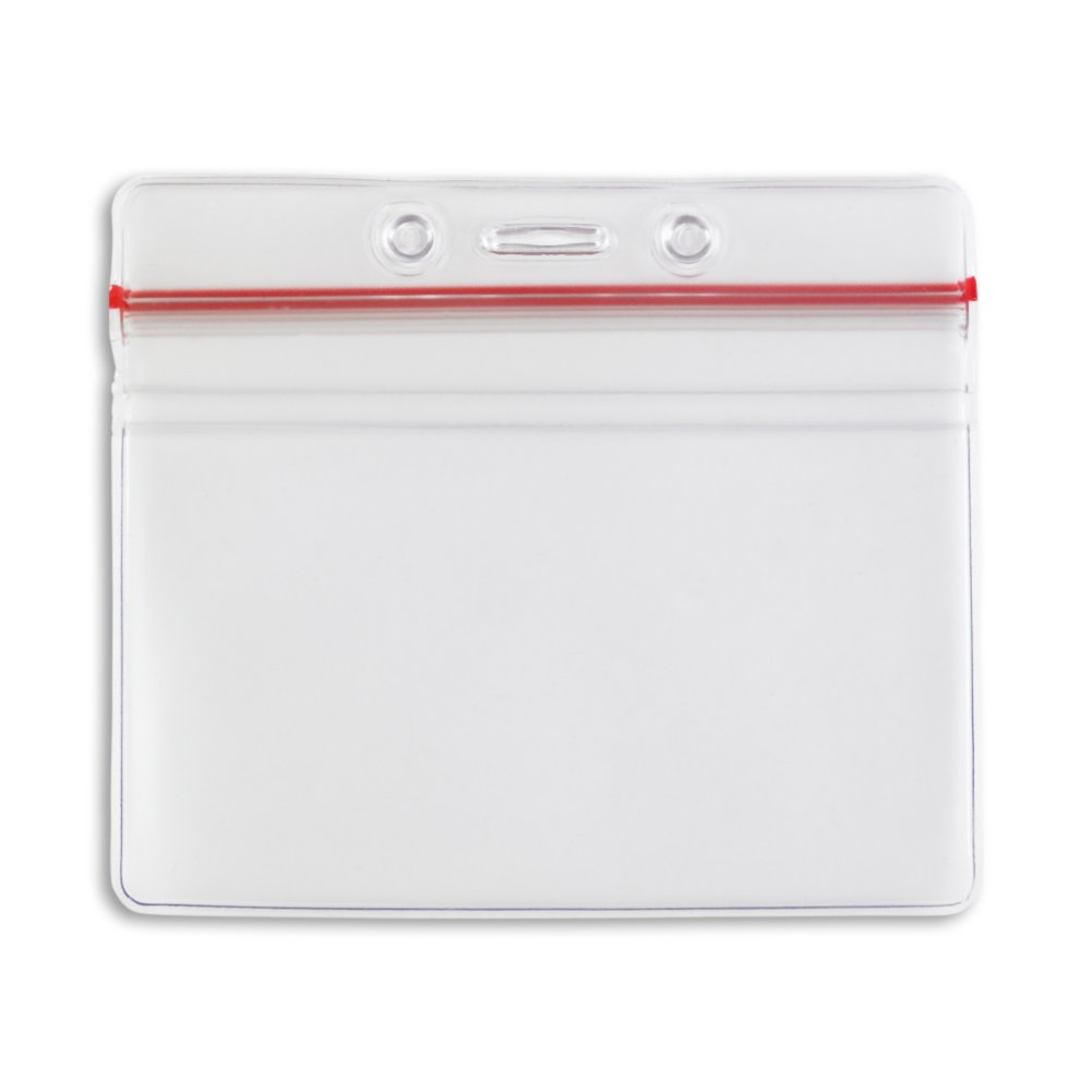 Horizontal ID Badge Holder with Sealable Red Stripe IDville