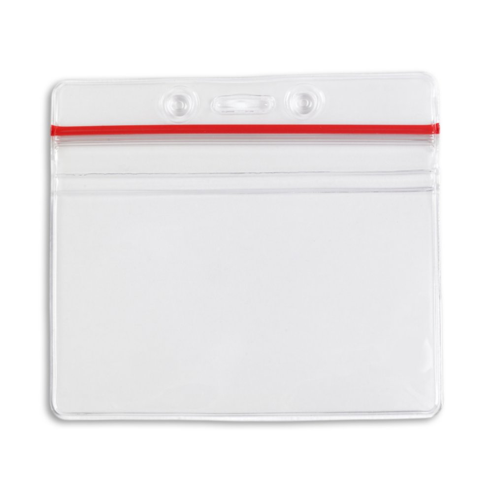 Horizontal ID Badge Holder with Sealable Red Stripe IDville