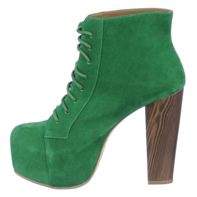 green platform ankle boots