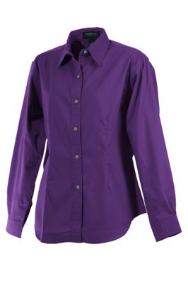 ... Women's Brushed Twilled 100% Cotton Long Sleeve Dress Shirt in Purple