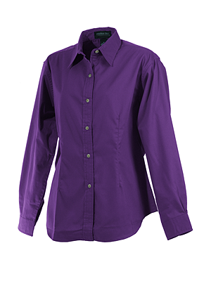... Women's Brushed Twilled 100% Cotton Long Sleeve Dress Shirt in Purple