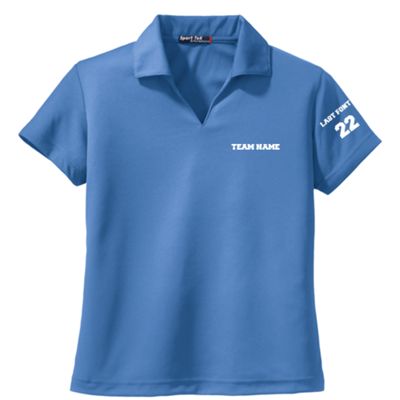 Women's Sport Tek Ladies Dri-Mesh; V-Neck Sport Shirt in White
