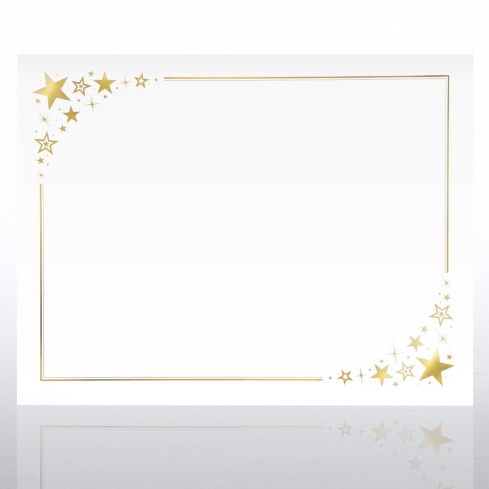 View larger image of Foil-Stamped Certificate Paper - Corner Stars - White