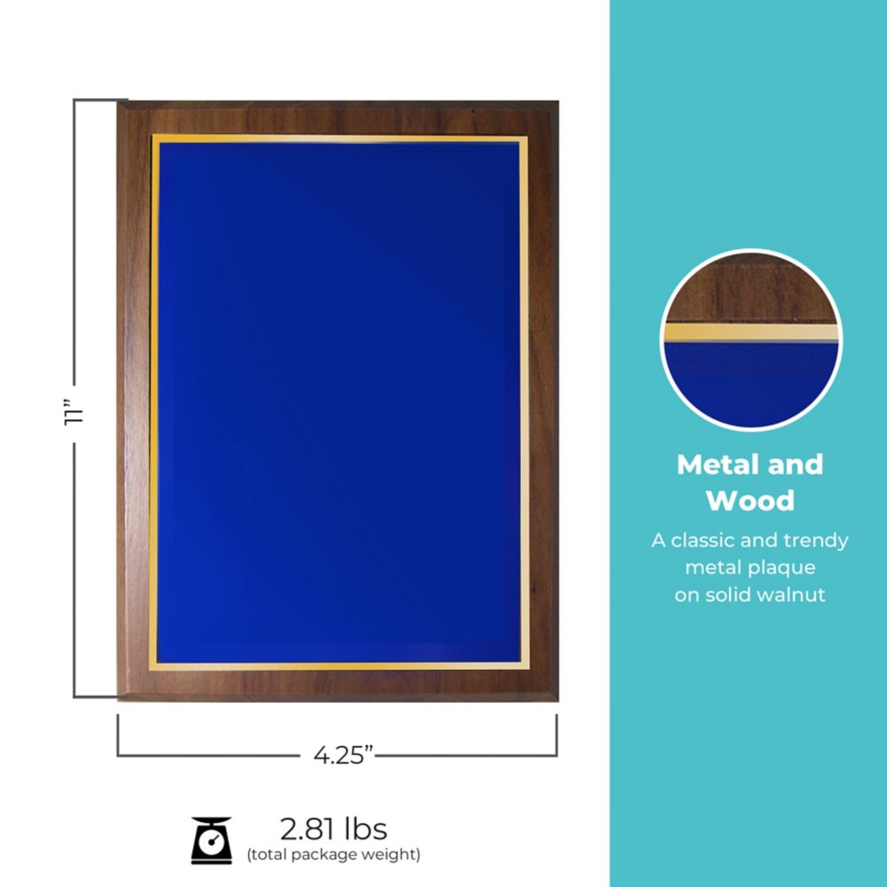 Prestigious Award Plaque - Full-Size - Blue w/ Gold