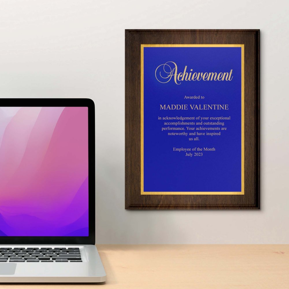 Prestigious Award Plaque - Full-Size - Blue w/ Gold