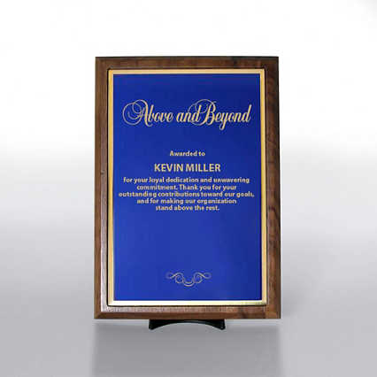 Prestigious Award Plaque - Half-Size - Blue w/ Gold