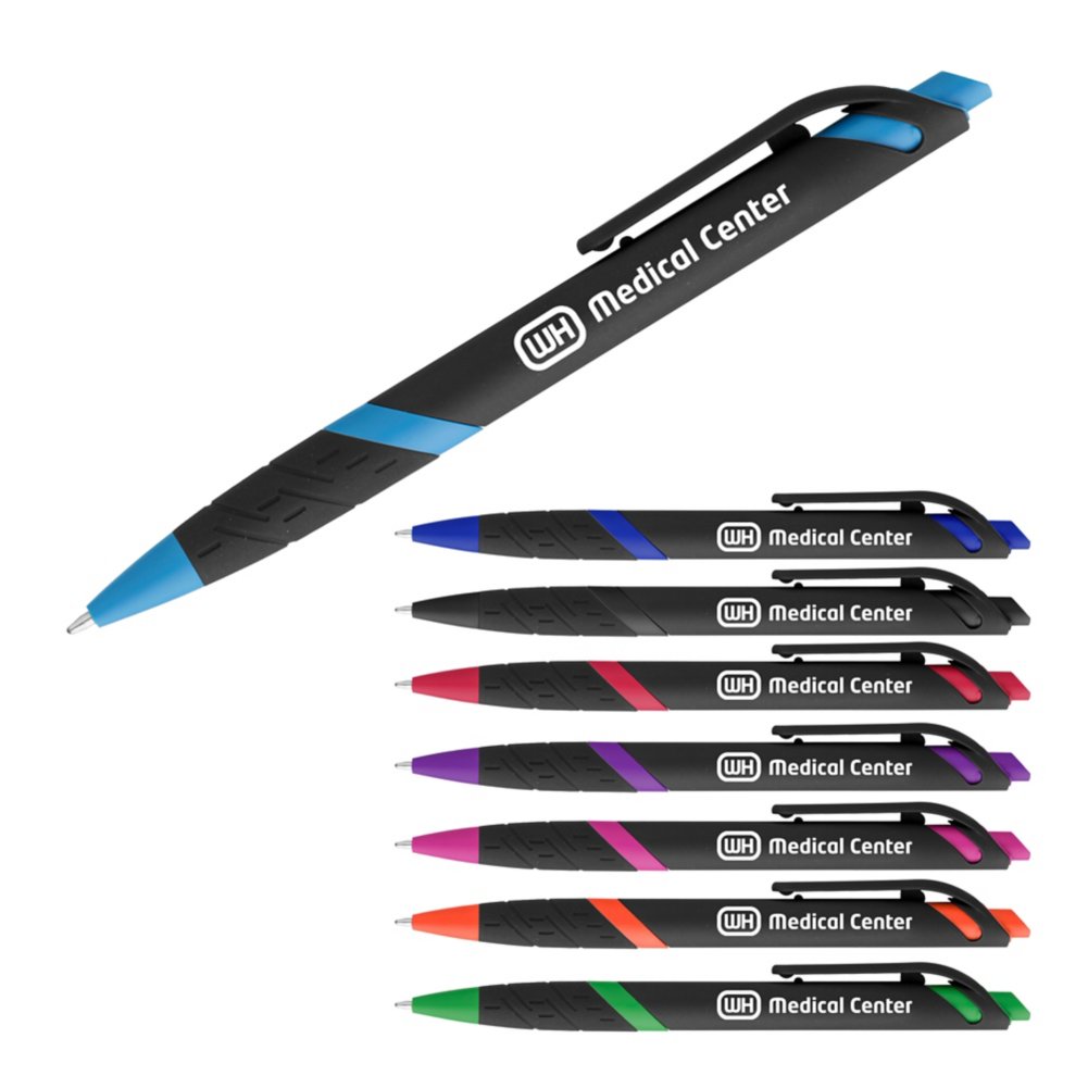 View larger image of Add Your Logo:  Race Stripe Soft Grip Pen