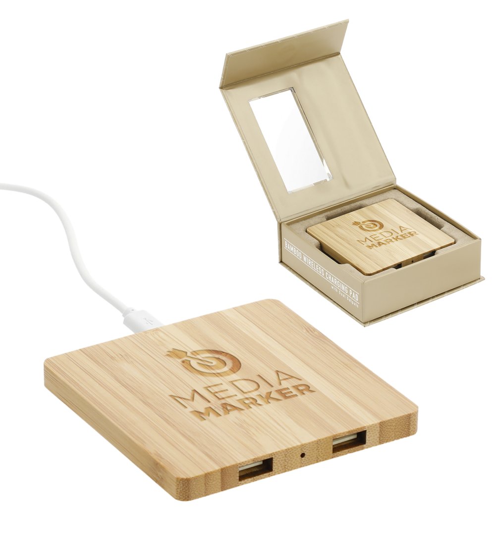 View larger image of Add Your Logo: Bamboo Wireless Charging Pad
