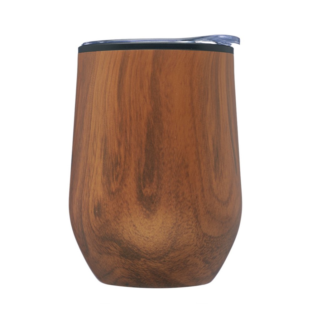 Add Your Logo: Wood Pattern Stemless Wine Glass