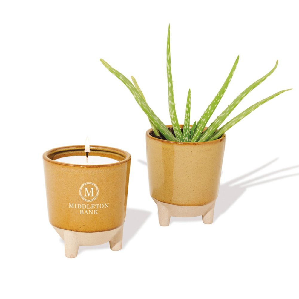 Add Your Logo: Modern Sprout Candle and Planter Gift Set