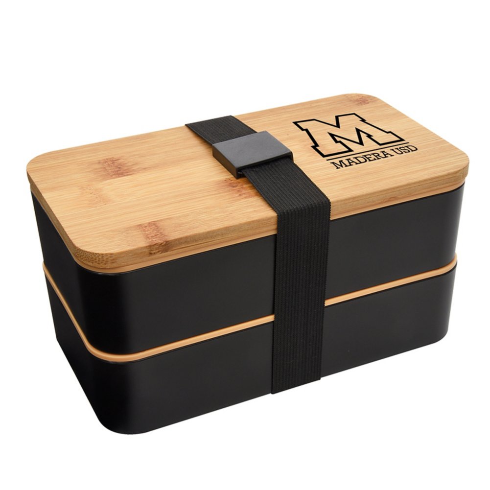 View larger image of Add Your Logo: Bamboo Bento All-In-One Lunch Set