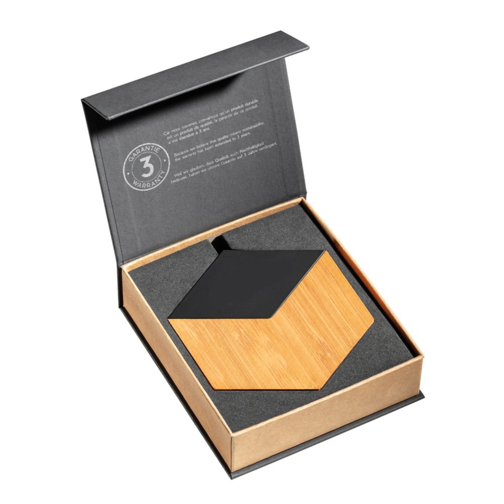 Add Your Logo: Hexagon Wireless Bamboo Qi Charger