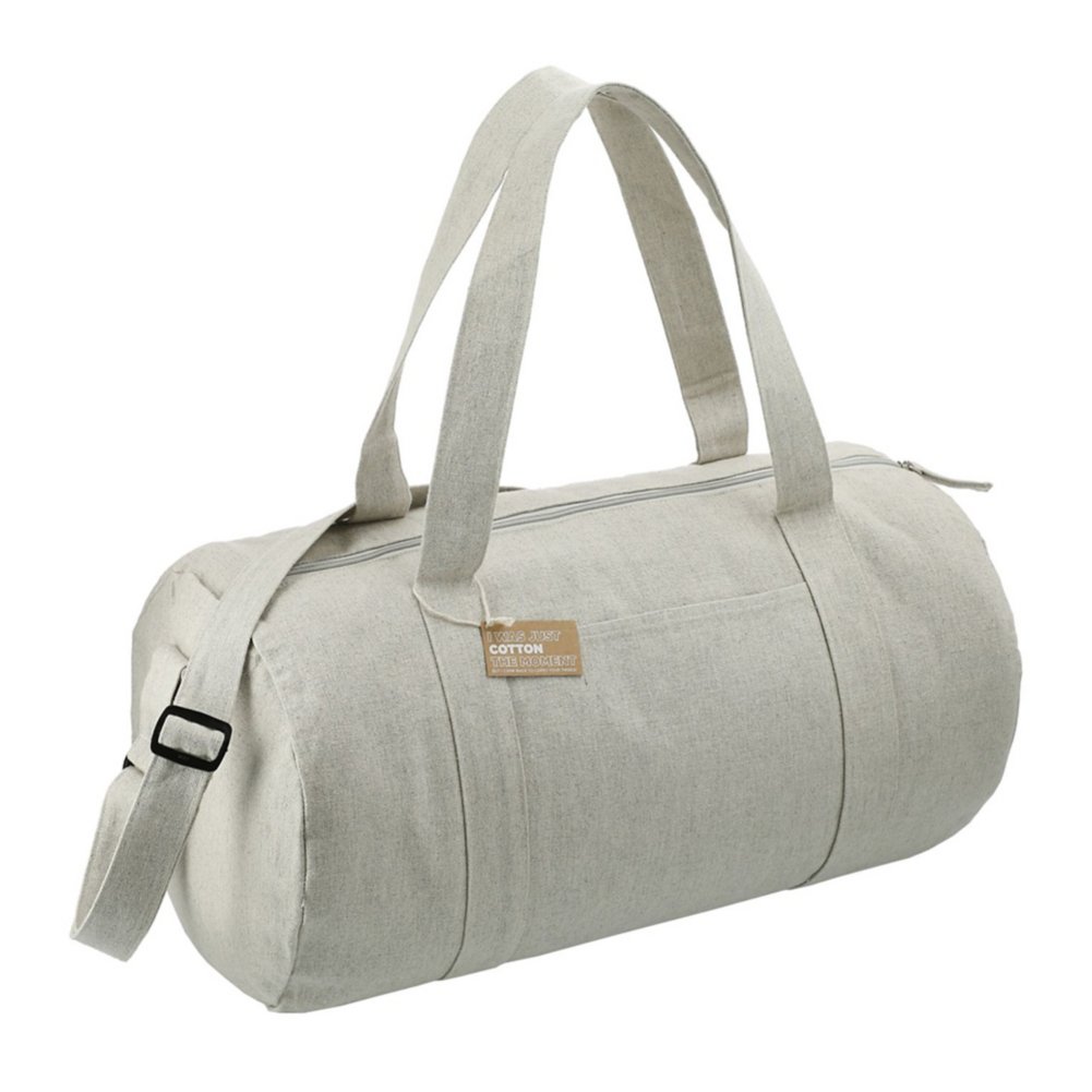 Add Your Logo: Recycled Cotton Barrel Duffle Bag