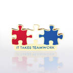 View larger image of Lapel Pin - It Takes Teamwork Red, White and Blue