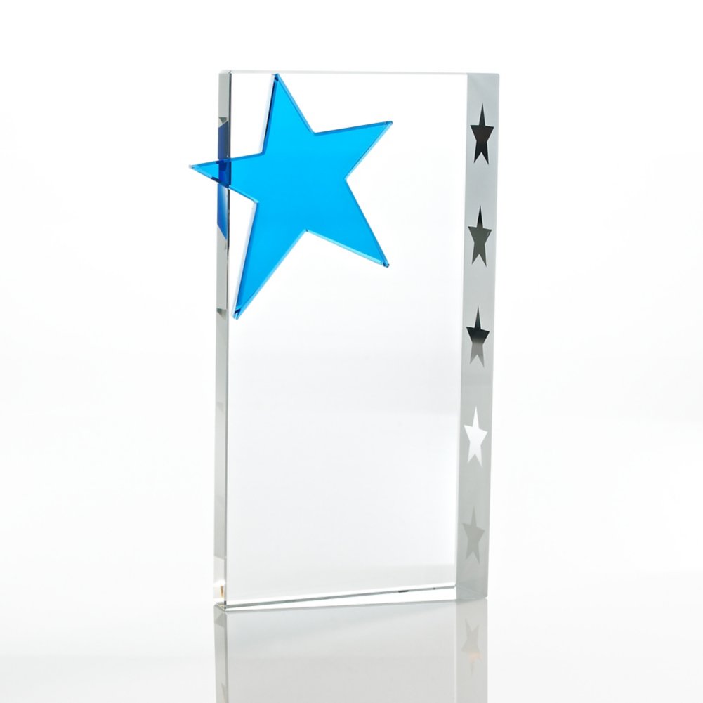 Trophy - Crystal Blue Star - Rectangle