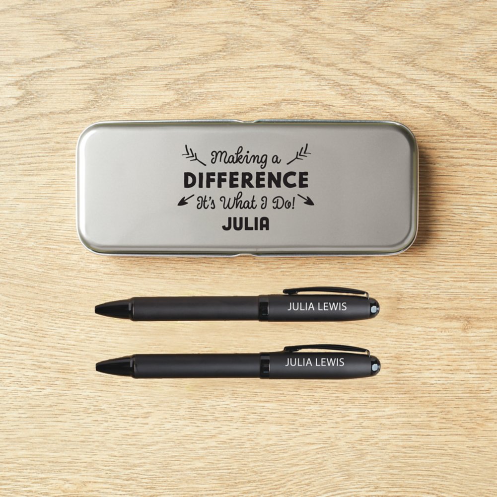 Custom: Modern Matte Black Pen Set in Case