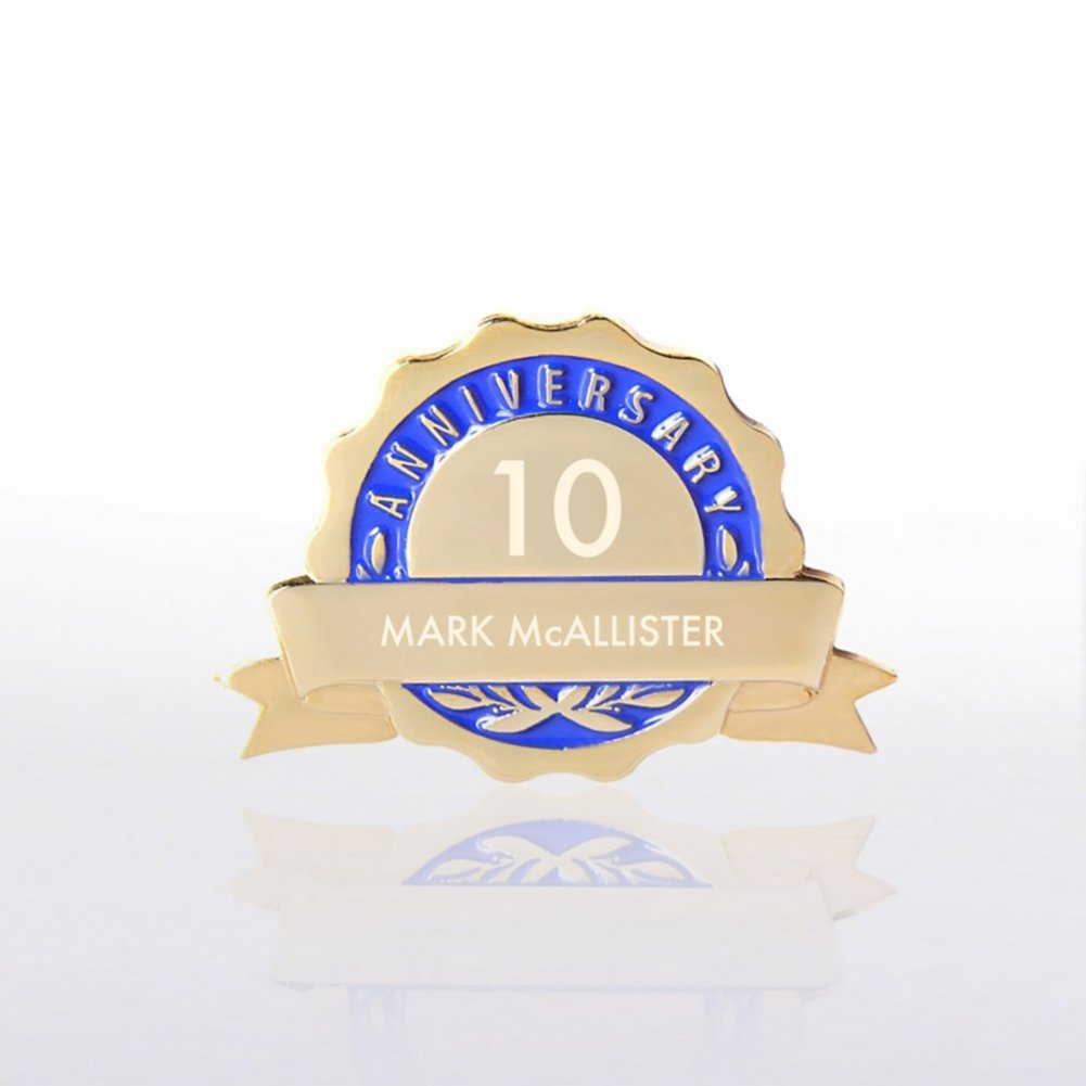 View larger image of Personalized Anniversary Lapel Pin - Blue