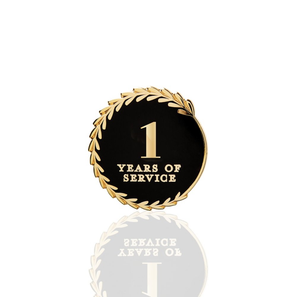 Anniversary Lapel Pin - Years of Service Black and Gold