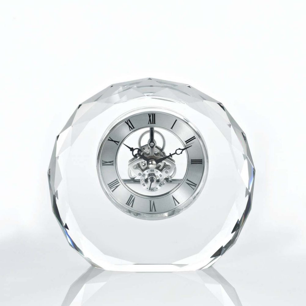 Executive Crystal Skeleton Clock - Beveled Circle