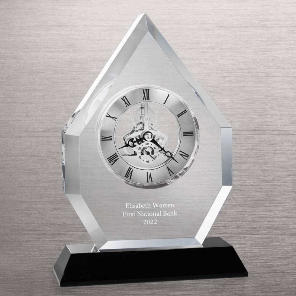 View larger image of Executive Crystal Skeleton Clock - Beveled Flame