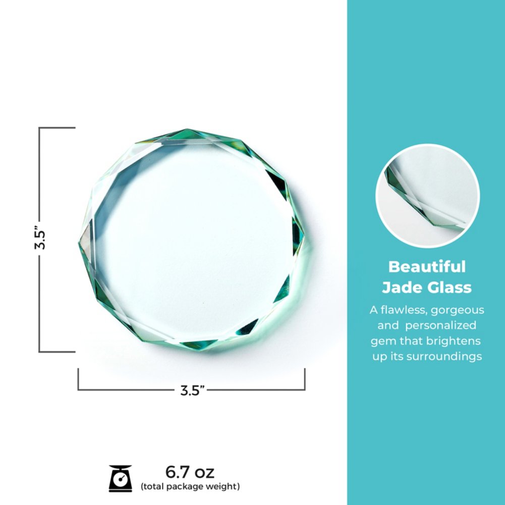 Elegant Jade Paperweight - Beveled Circle