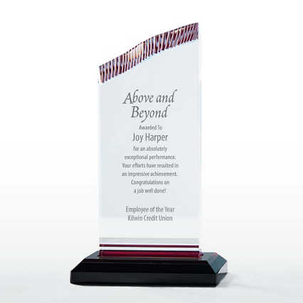 Acrylic Glacier Trophy - Red Accent