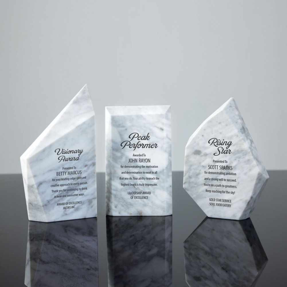 Executive Stone Marble Prism Trophy - White