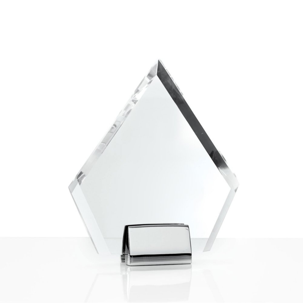 Chrome Accented Acrylic Trophy - Diamond