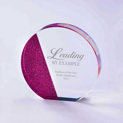 Full of Luster Acrylic Glitter Accented Trophy - Circle