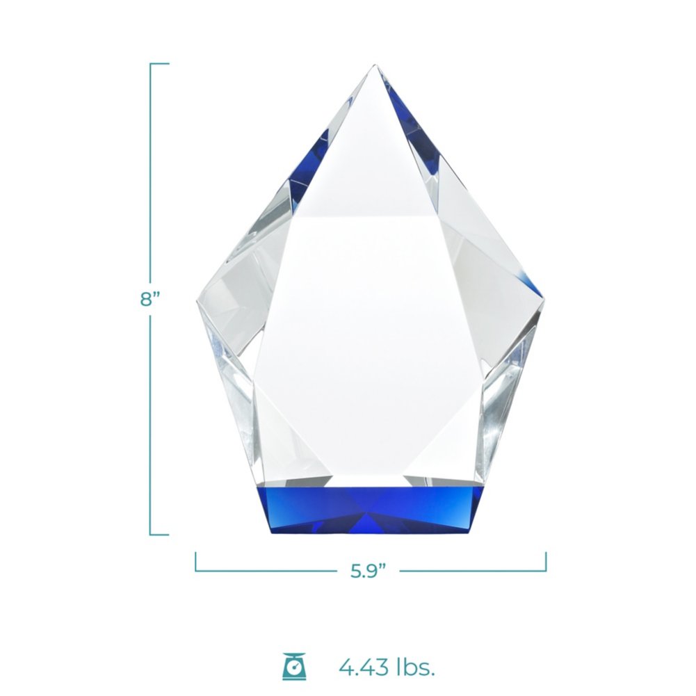 Royal Blue Crystal Accent Trophy - Diamond