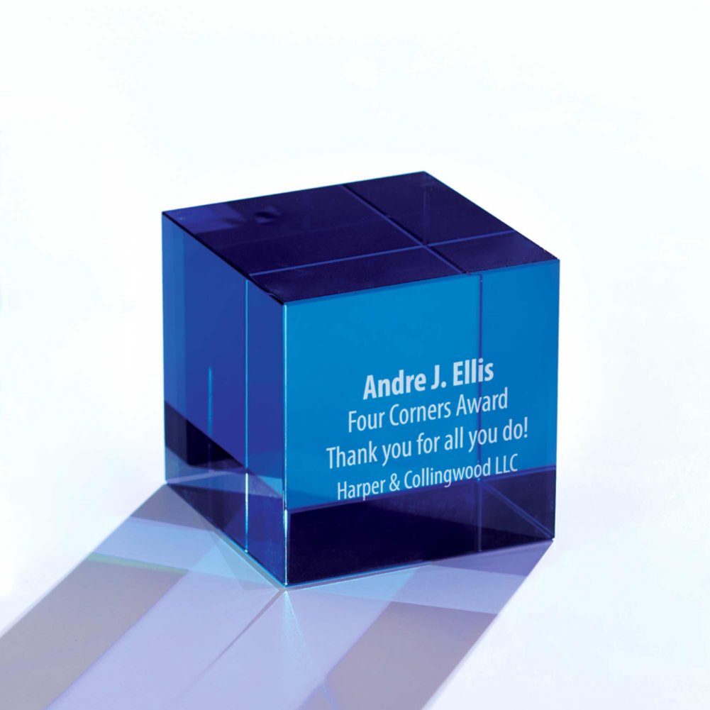 View larger image of Crystal Cube Trophy - Blue