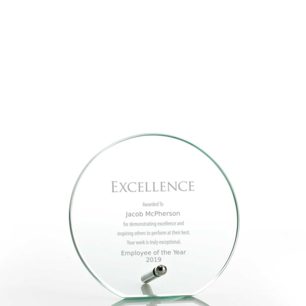 Mini Round Glass Award Plaque Jade Baudville