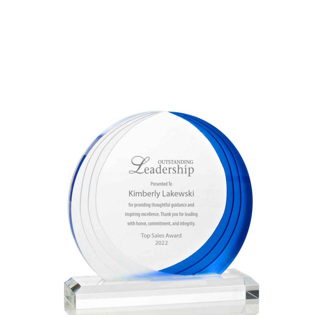 View larger image of Frosted Blue Shimmer Acrylic Awards - Circle