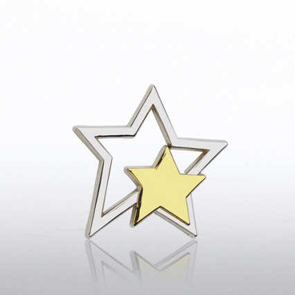 Lapel Pin - Silver Star with Gold Star