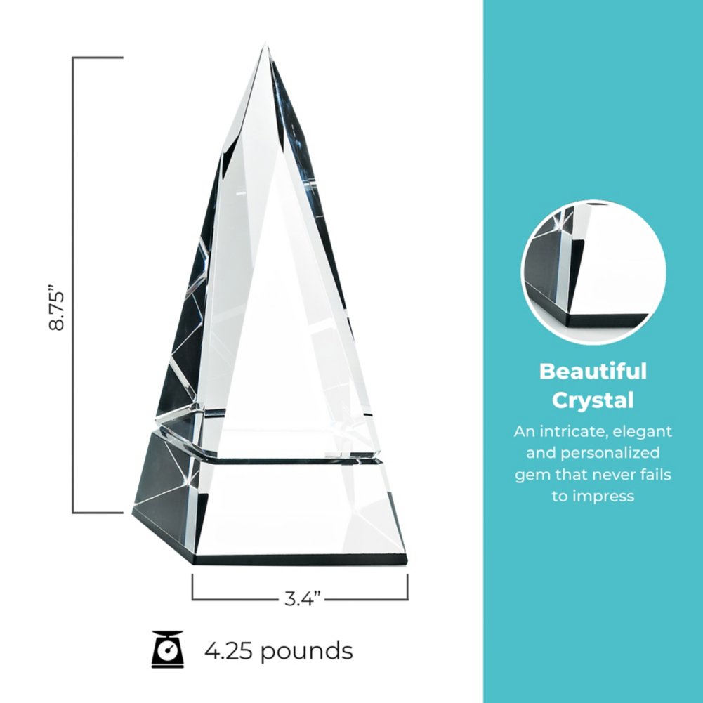 Beveled Edge Crystal Black Accent Trophy - Tower
