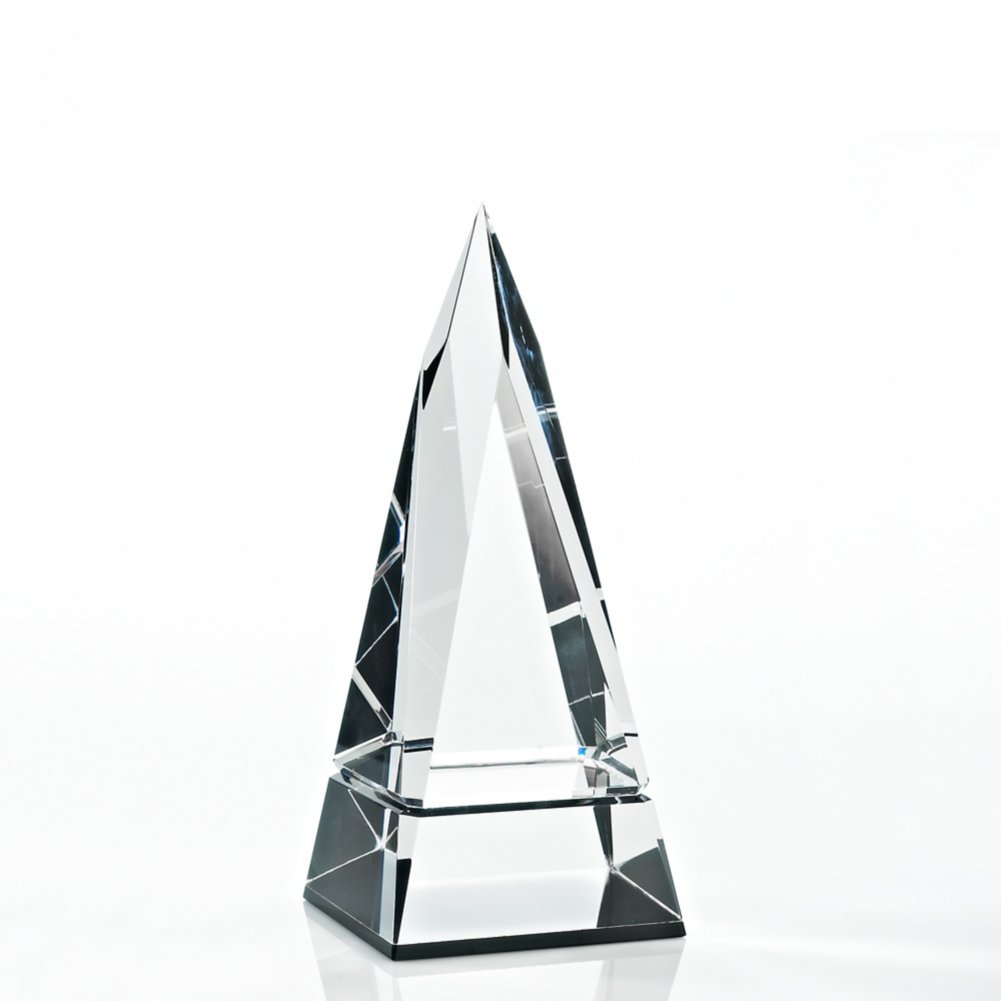 Beveled Edge Crystal Black Accent Trophy - Tower