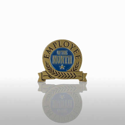 Lapel Pin - Employee of the Month - Blue Laurel