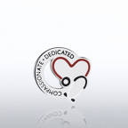 View larger image of Lapel Pin - Stethoscope: Compassionate Dedicated - Round