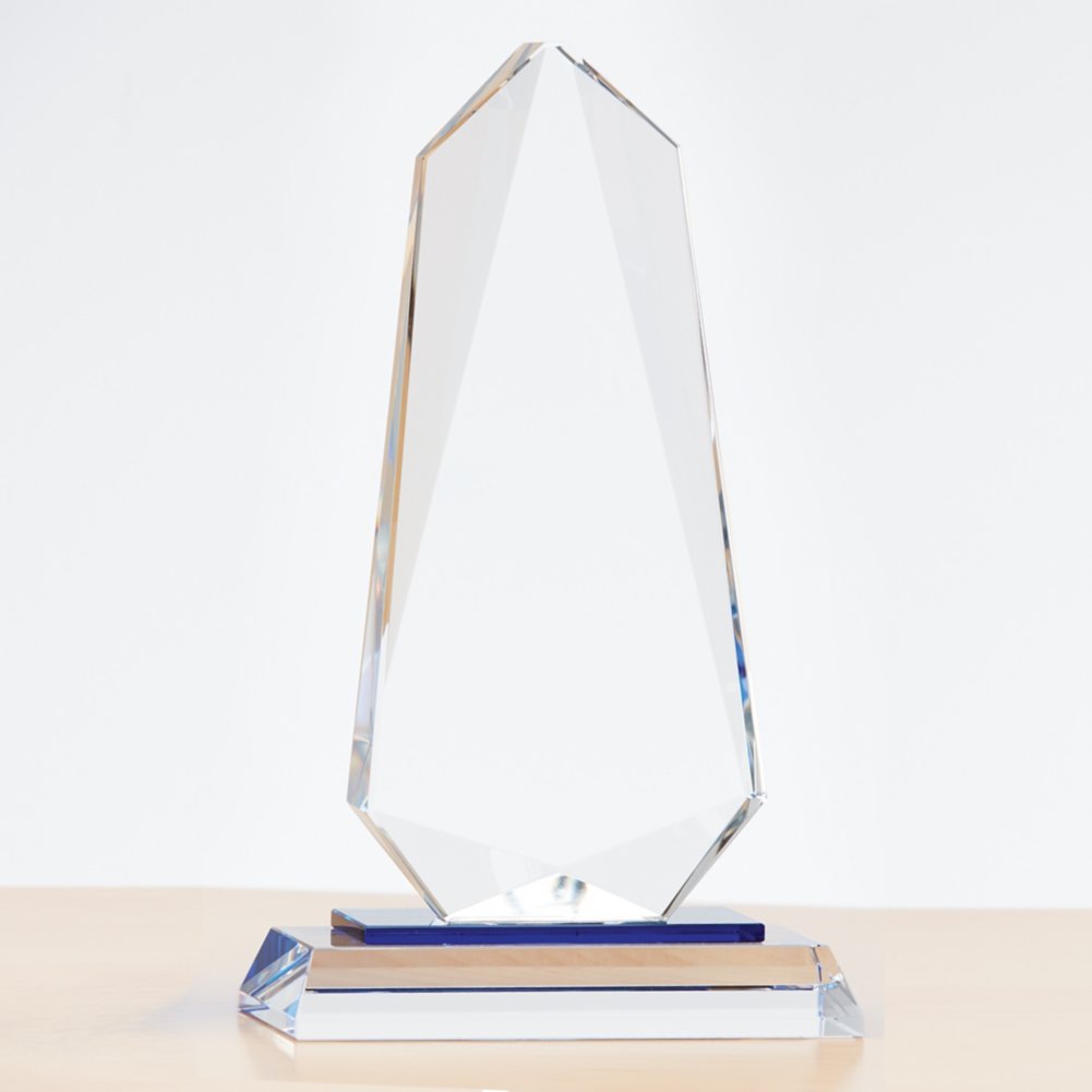 Sky Blue Accent Crystal Trophy - Tower