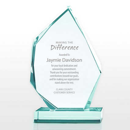 Baudville Custom Engraved Trophy Jade Glass Award 