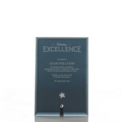 Mini Glass Award Plaque - Black