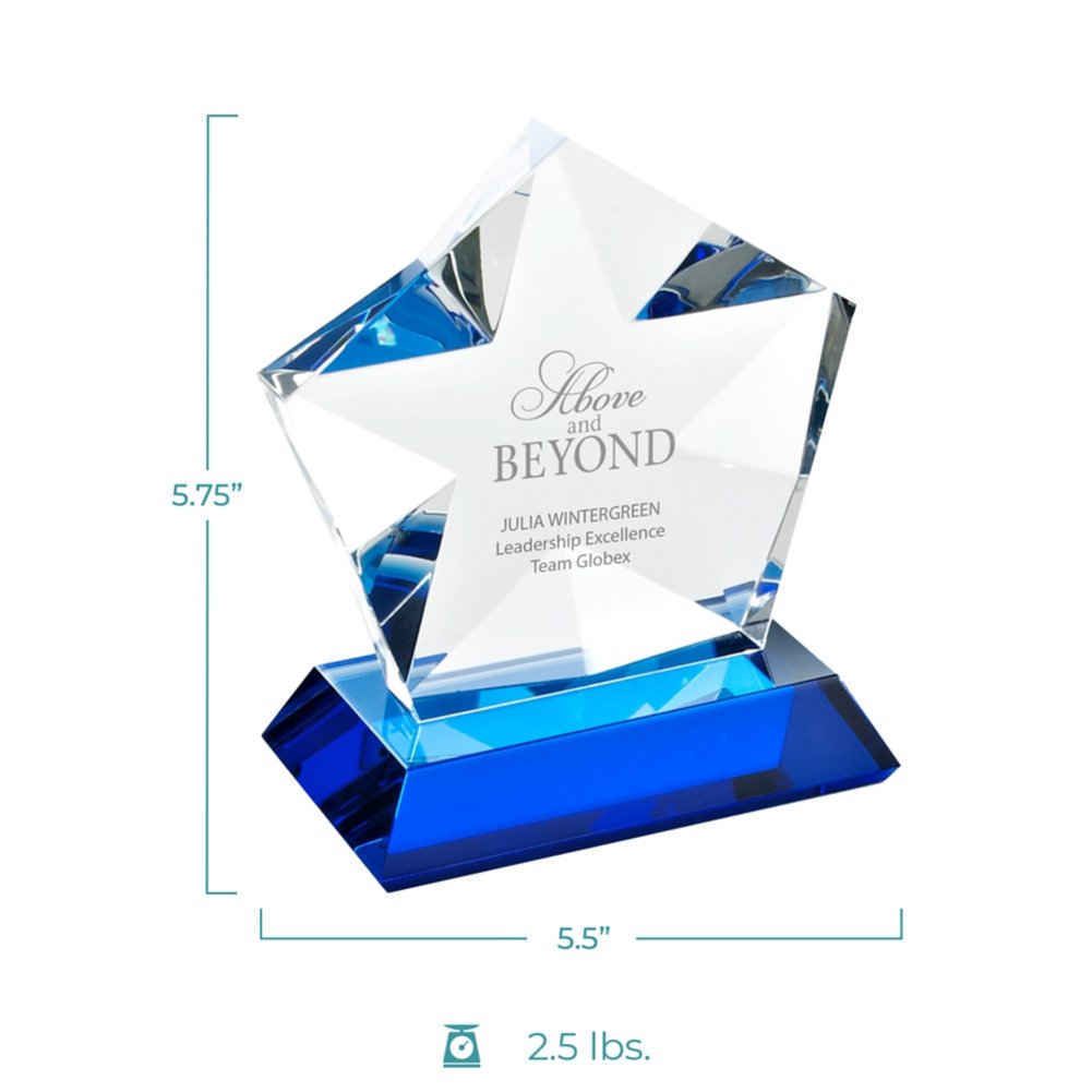 Blue Luminary Crystal Award - Star