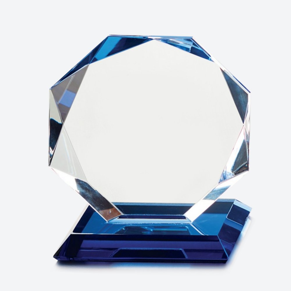 Blue Luminary Crystal Award - Octagon