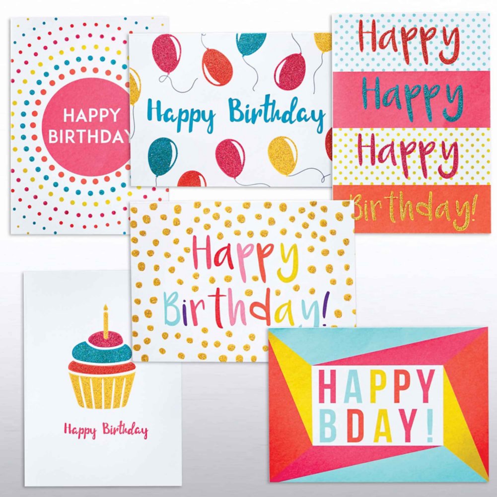 View larger image of Classic Celebrations -Glitter Card Happy Birthday Assortment