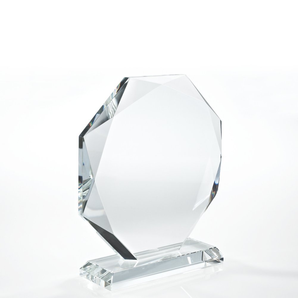 Beveled Edge Crystal Trophy - Large Round