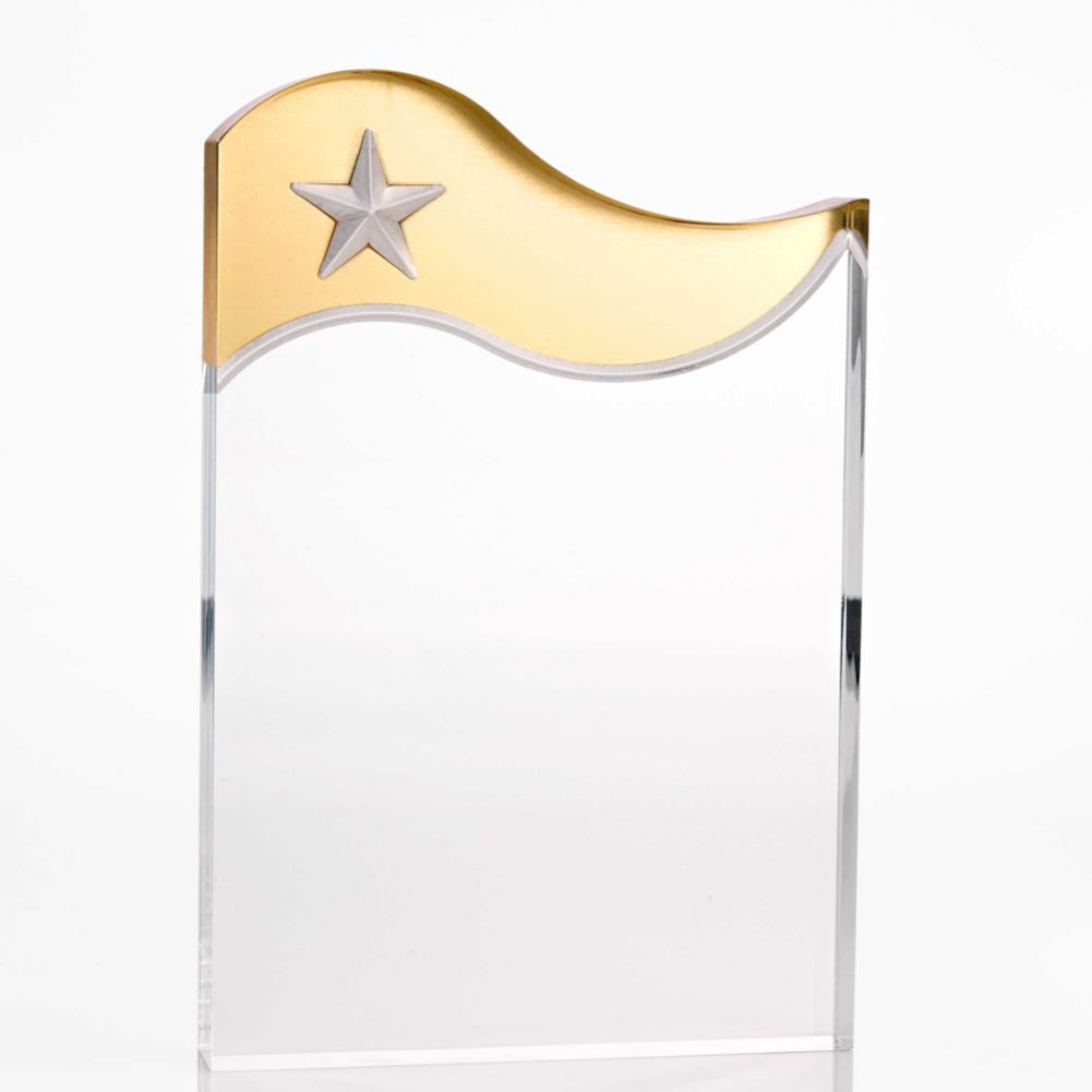 Metallic Accent Acrylic Award - Gold Star