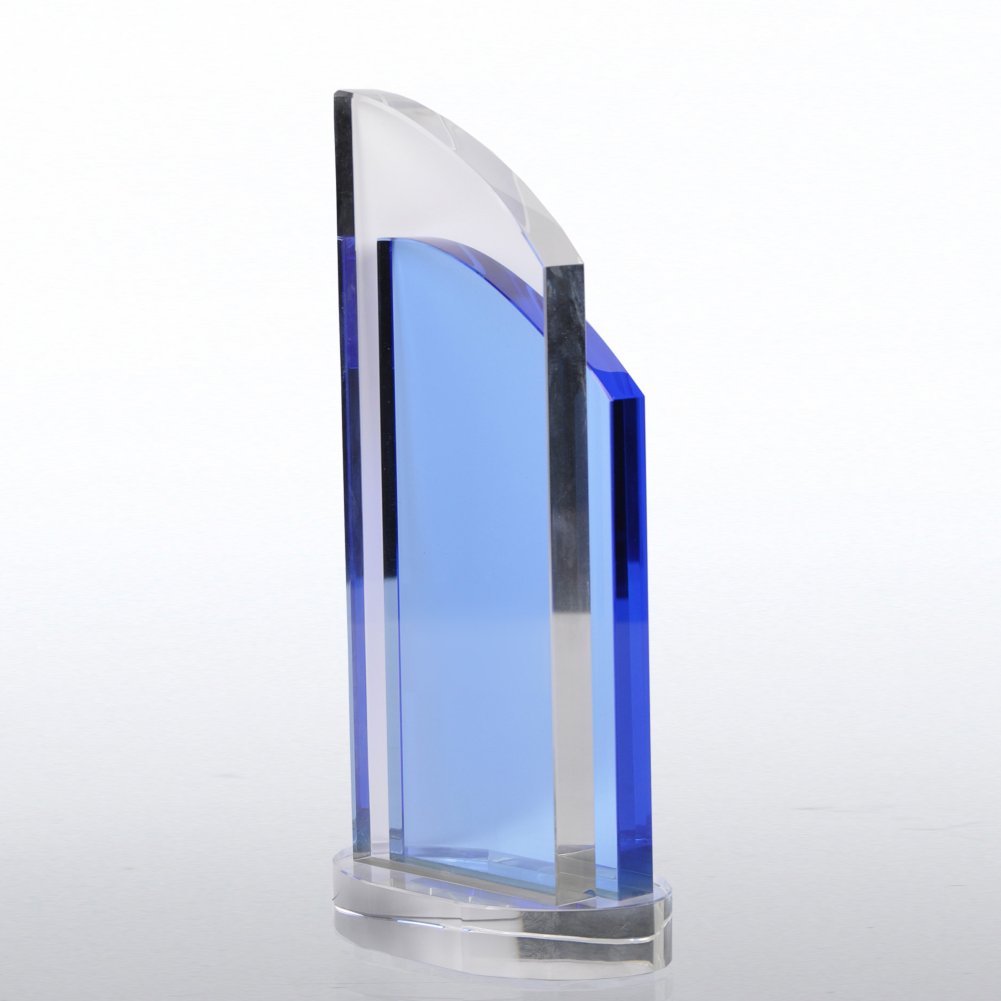 Crystal Light Blue Accent Trophy - Double Pane