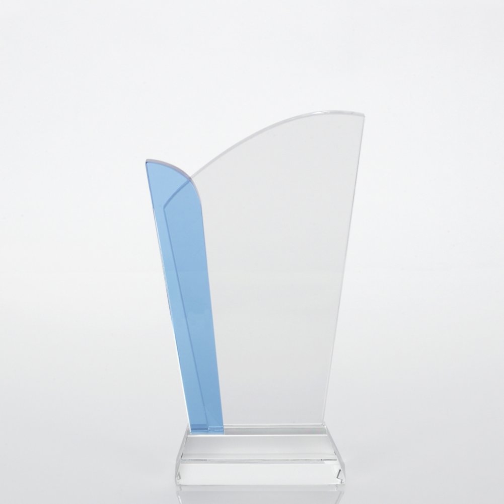 Crystal Light Blue Accent Trophy - Straight Edge